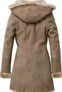 Wunderfell Damen-Lammfellmantel Hellbraun Clearance