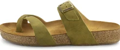 Haflinger Damen-Lederpantolette Oliv Hot