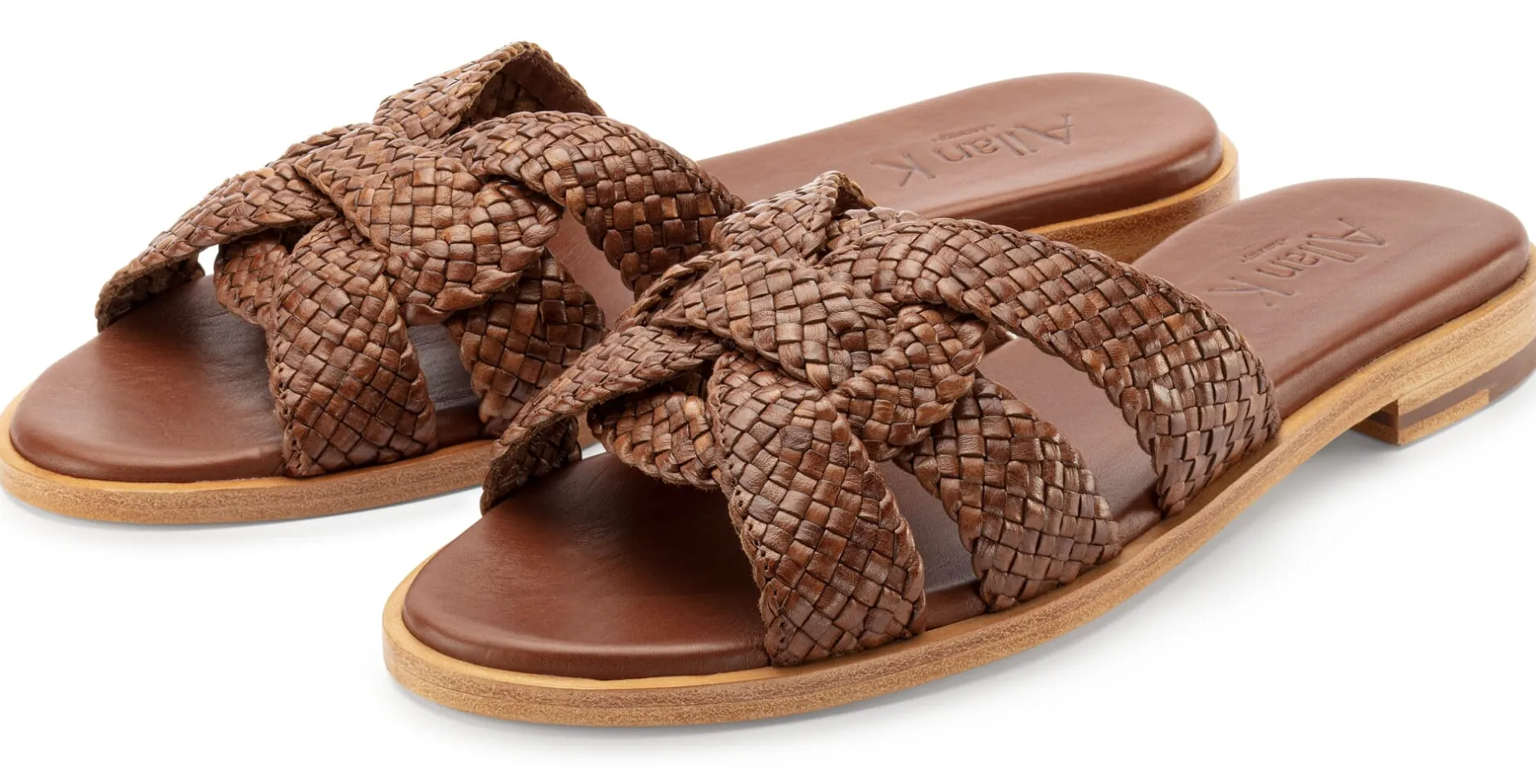 Allan K Damen-Lederpantolette geflochten Braun Online