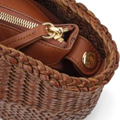 Allan K Damen-Ledershopper geflochten, Braun Best