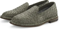 Punto Pigro Damen-Lederslipper geflochten Oliv New