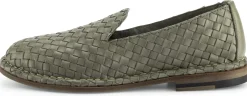 Punto Pigro Damen-Lederslipper geflochten Oliv New
