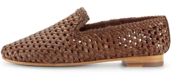 Allan K Damen-Lederslipper geflochten Braun Clearance
