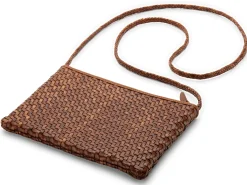 Allan K Damen-Ledertasche geflochten Braun Discount