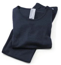 Comazo Damen-Leggings Wolle-Seide Dunkelblau