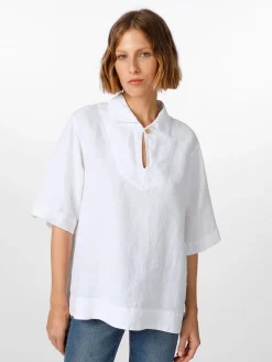 Armor lux Damen-Leinenschlupfbluse Weiß Best