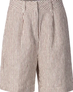Knowledge Cotton Apparel Damen-Leinenshorts gestreift Online