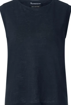 Knowledge Cotton Apparel Damen-Leinentop Dunkelblau Sale