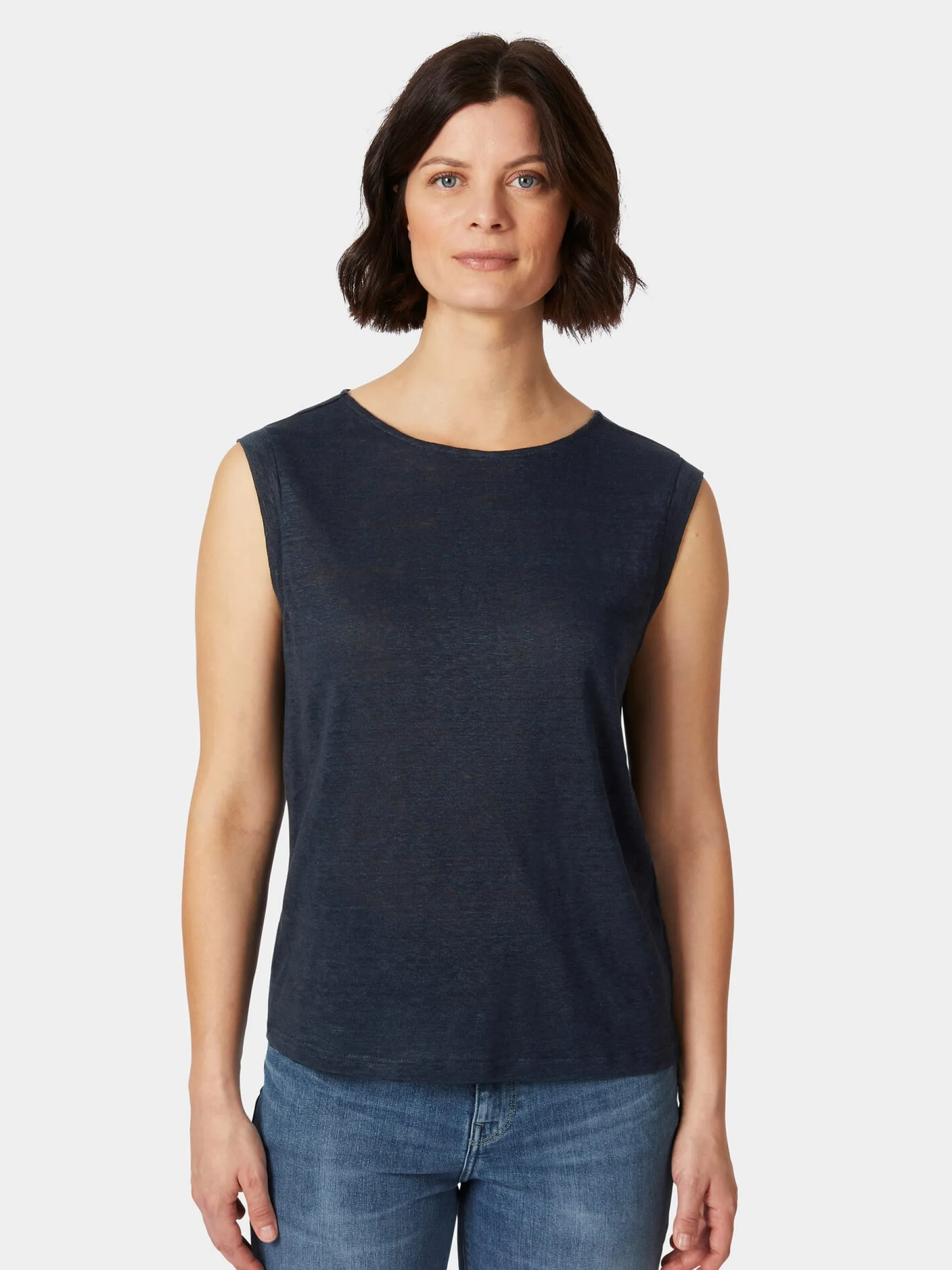 Knowledge Cotton Apparel Damen-Leinentop Dunkelblau Sale
