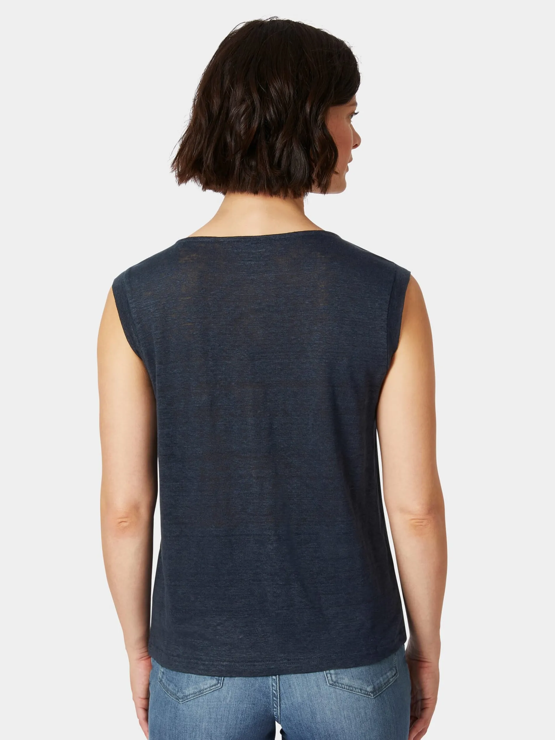 Knowledge Cotton Apparel Damen-Leinentop Dunkelblau Sale