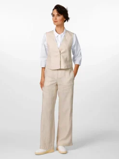 LANIUS Damen-Leinenweste Streifen