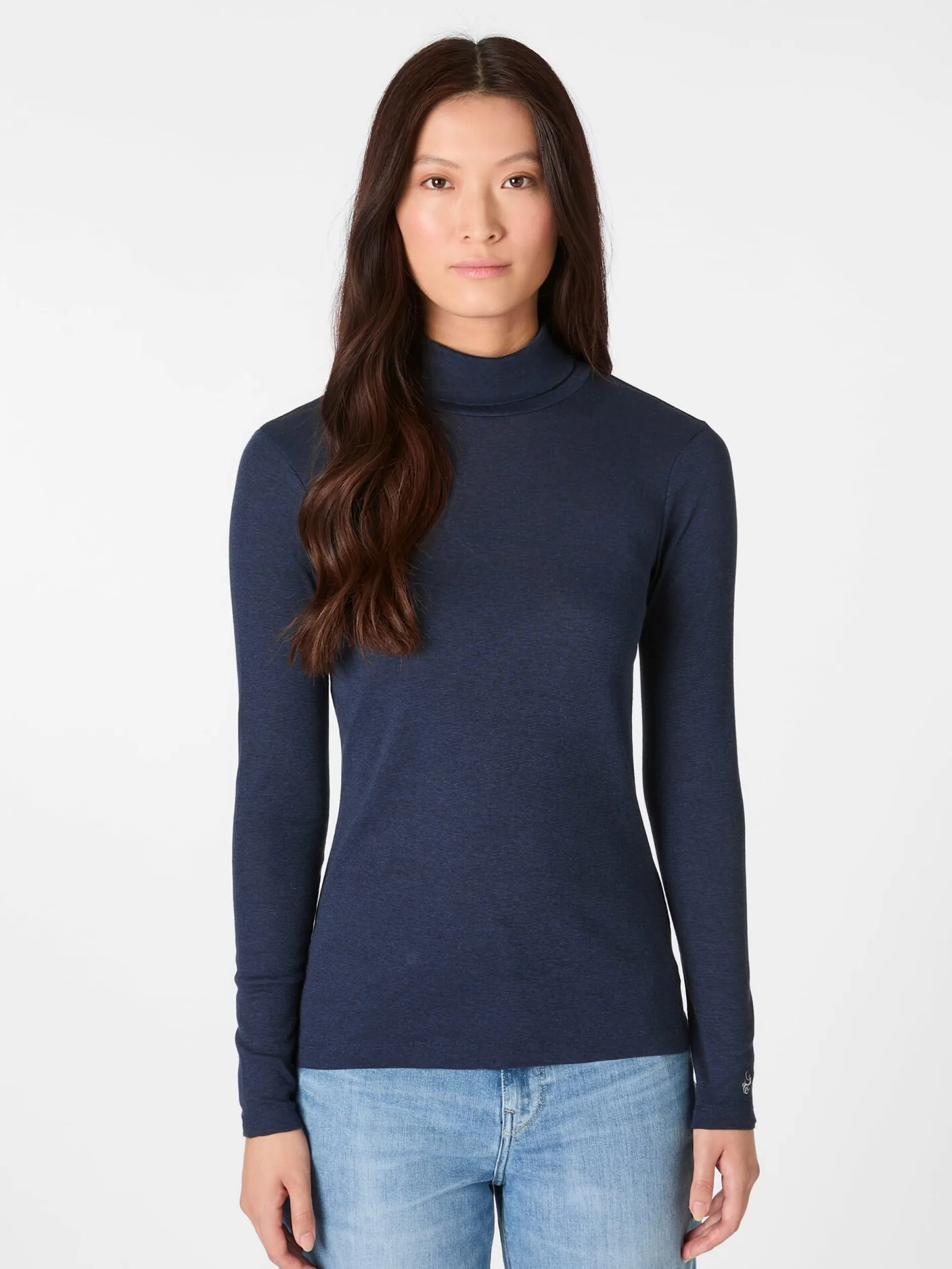 Alma & Lovis Damen-Longsleeve meliert Dunkelblau Outlet