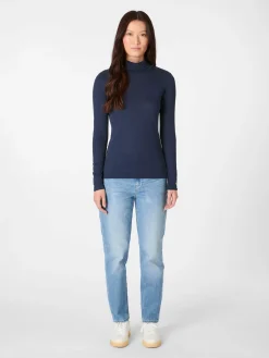 Alma & Lovis Damen-Longsleeve meliert Dunkelblau Outlet