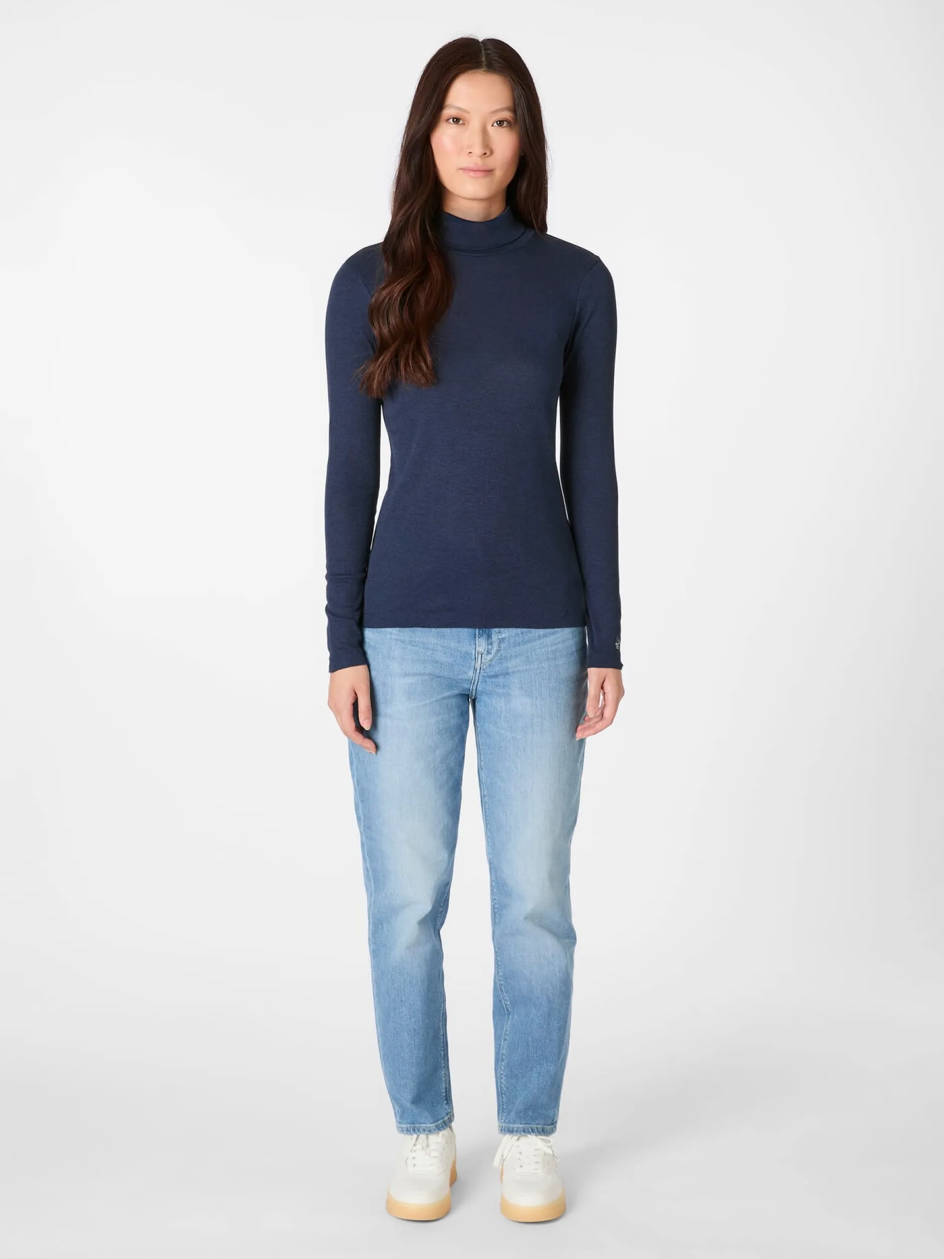 Alma & Lovis Damen-Longsleeve meliert Dunkelblau Outlet