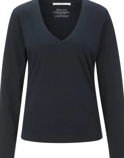 LANIUS Damen-Longsleeve V-Ausschnitt Navy New