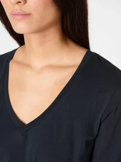 LANIUS Damen-Longsleeve V-Ausschnitt Navy New