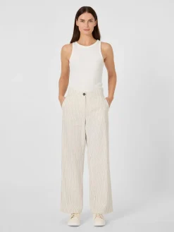 LANIUS Damen-Marlenehose Nadelstreifen Weiß