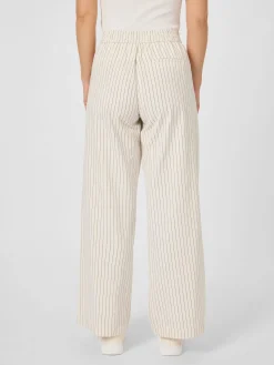 LANIUS Damen-Marlenehose Nadelstreifen Weiß