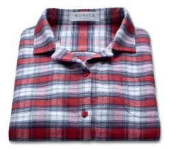 Novila Damen-Nachthemd Flanell gemustert Rot Sale