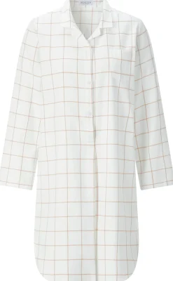 Novila Damen-Nachthemd Flanell kariert Weiß New