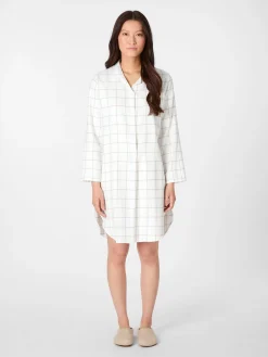 Novila Damen-Nachthemd Flanell kariert Weiß New