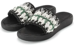 Werner Schuhe Damenpantolette Häkelschaft Schwarz Hot