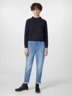 Maglificio GRP Damenpullover mit Knopfleiste Dunkelblau Clearance