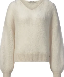 Alma & Lovis Damenpullover V-Ausschnitt Naturweiß