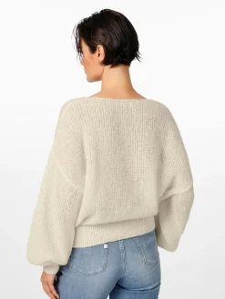 Alma ＆ Lovis Damenpullover V-Ausschnitt Naturweiß