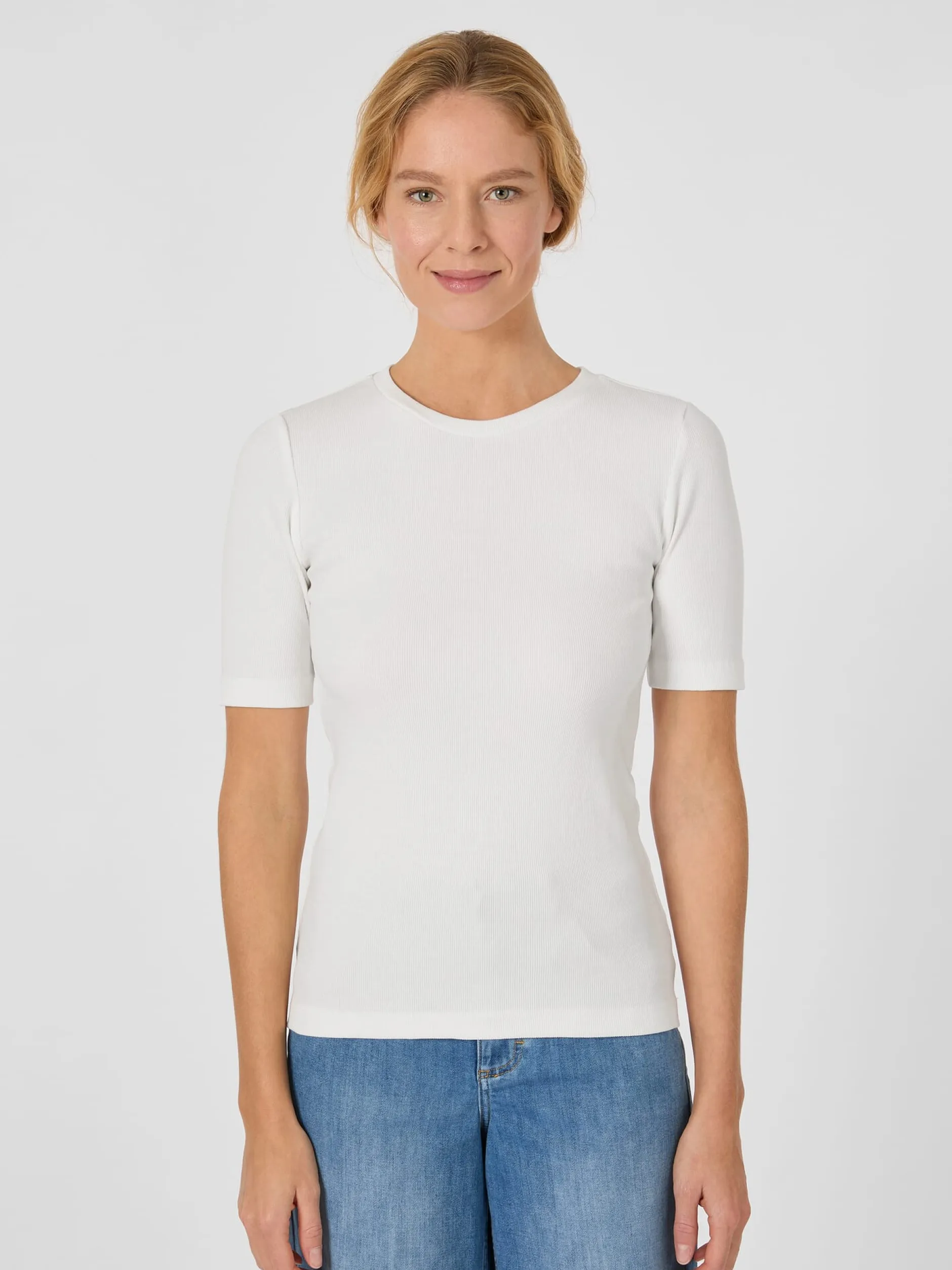Knowledge Cotton Apparel Damen-Rippenshirt Weiß Best