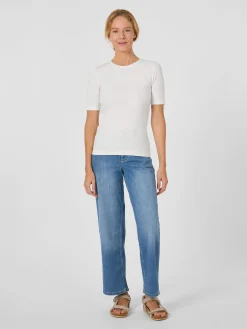 Knowledge Cotton Apparel Damen-Rippenshirt Weiß Best