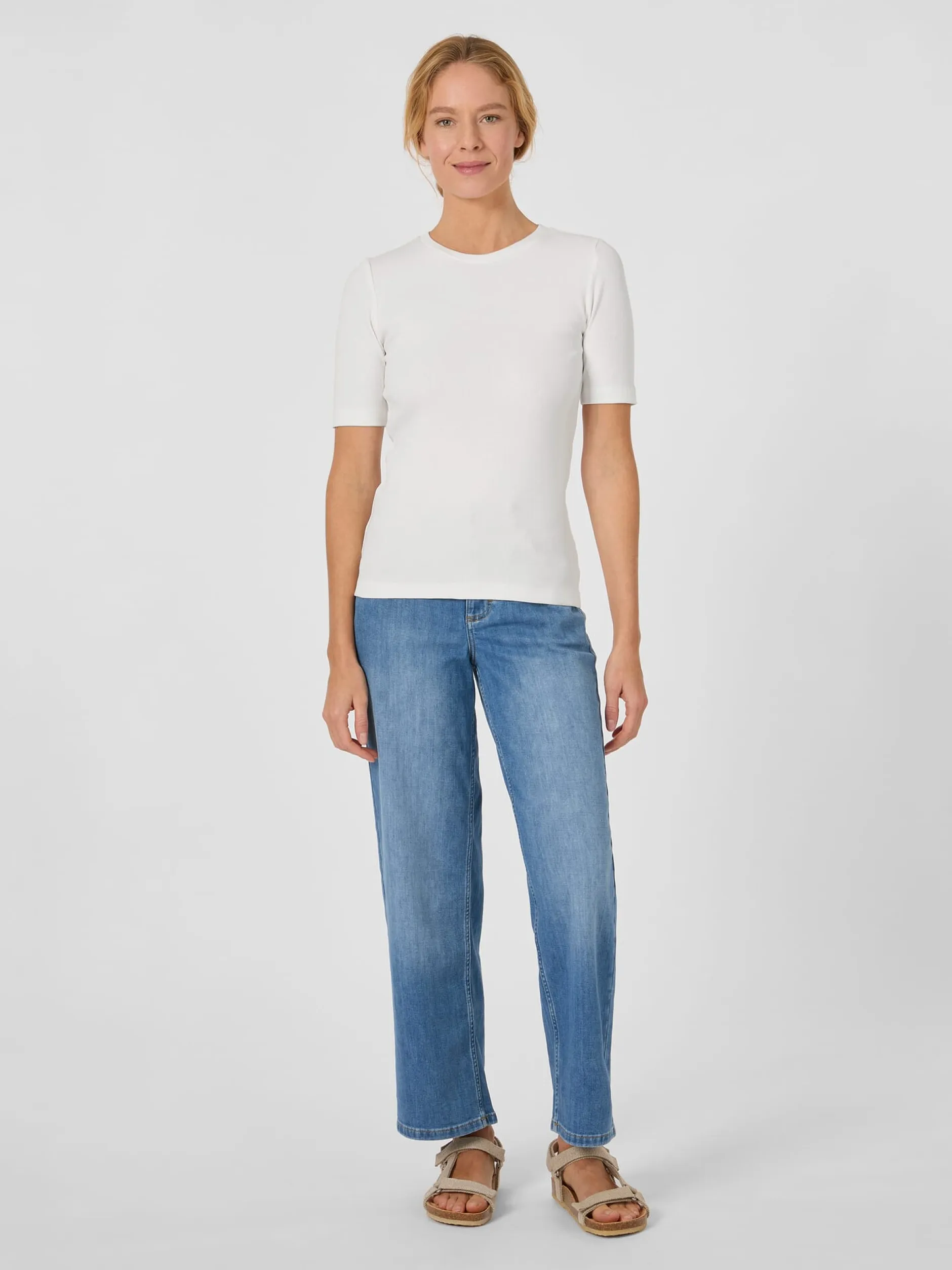 Knowledge Cotton Apparel Damen-Rippenshirt Weiß Best