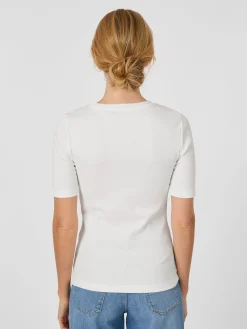 Knowledge Cotton Apparel Damen-Rippenshirt Weiß Best