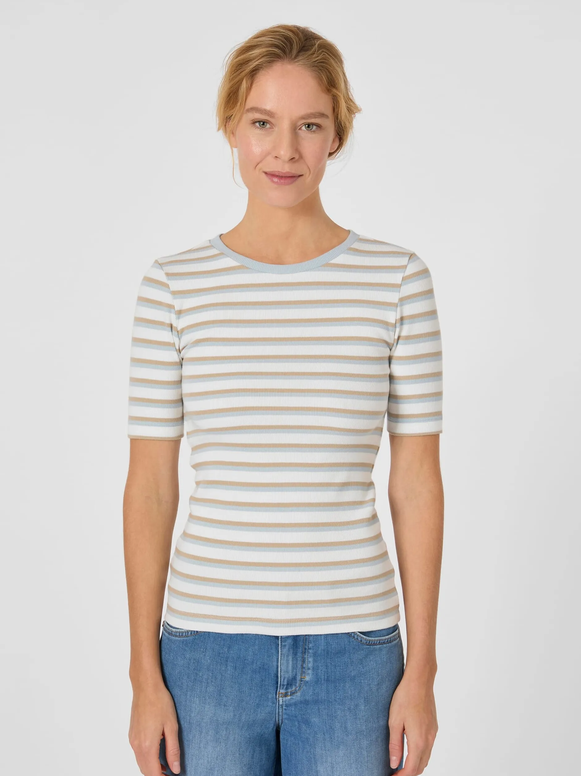 Knowledge Cotton Apparel Damen-Rippenshirt gestreift Clearance