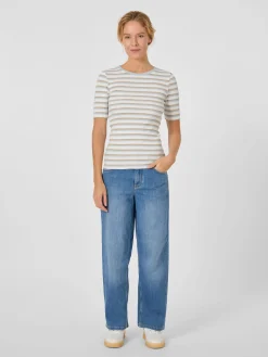 Knowledge Cotton Apparel Damen-Rippenshirt gestreift Clearance