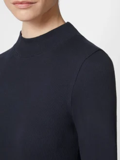 Knowledge Cotton Apparel Damen-Rippenshirt Langarm Dunkelblau Online