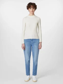 Knowledge Cotton Apparel Damen-Rippenshirt Langarm Weiß New