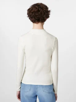 Knowledge Cotton Apparel Damen-Rippenshirt Langarm Weiß New