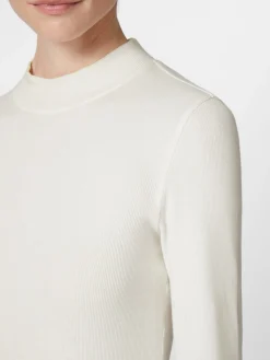 Knowledge Cotton Apparel Damen-Rippenshirt Langarm Weiß New