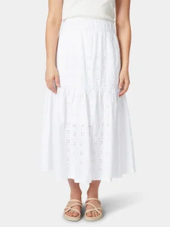 CARE BY ME Damenrock Lochstickerei Weiß Online