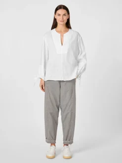 Ecoalf Damen-Schlupfbluse Leinen Weiß Sale