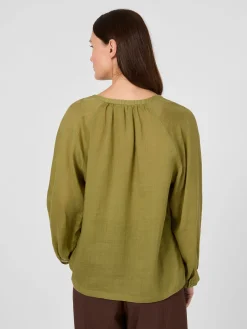 LANIUS Damen-Schlupfbluse Ramie Oliv Sale