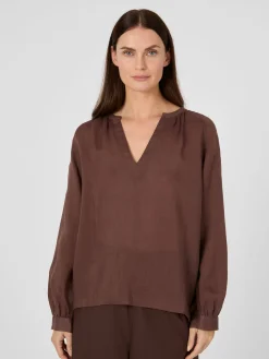 LANIUS Damen-Schlupfbluse Ramie Braun New