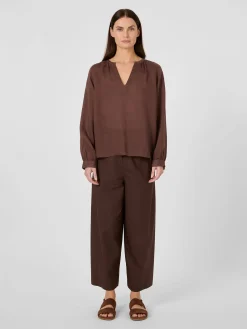 LANIUS Damen-Schlupfbluse Ramie Braun New