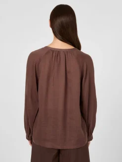 LANIUS Damen-Schlupfbluse Ramie Braun New