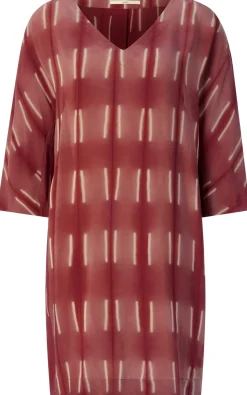 LANIUS Damen-Seidenkleid gemustert Mattrot Clearance