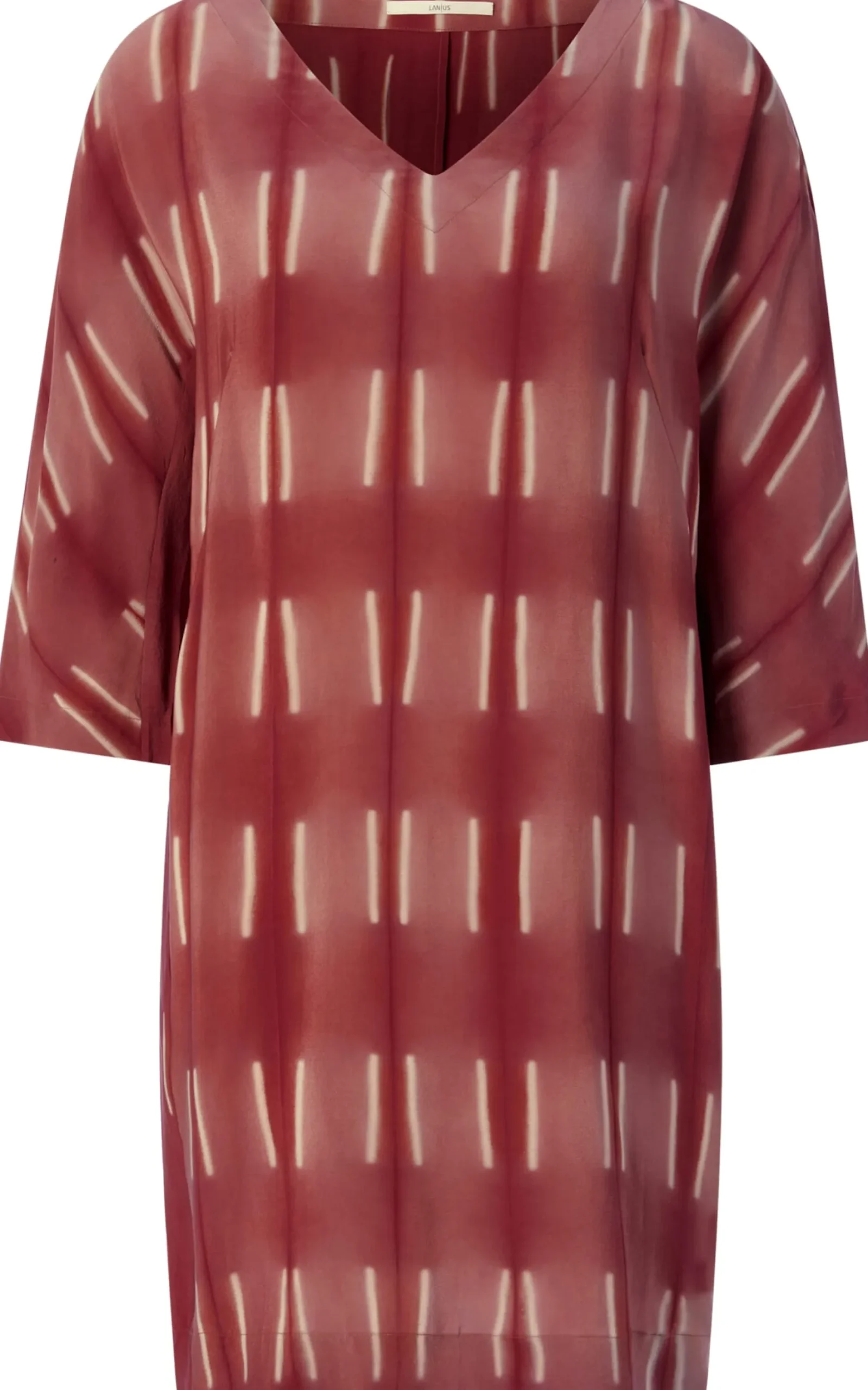 LANIUS Damen-Seidenkleid gemustert Mattrot Clearance