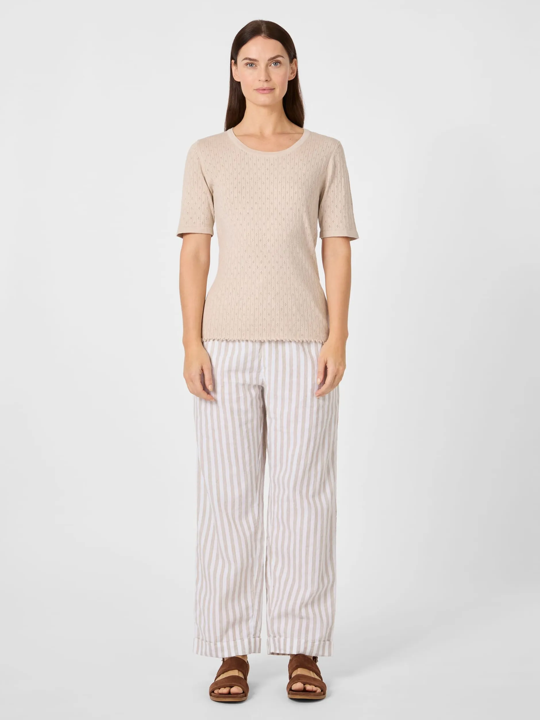 CARE BY ME Damenshirt Ajourstrick mit Seide Natur Sale