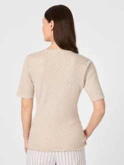 CARE BY ME Damenshirt Ajourstrick mit Seide Natur Sale