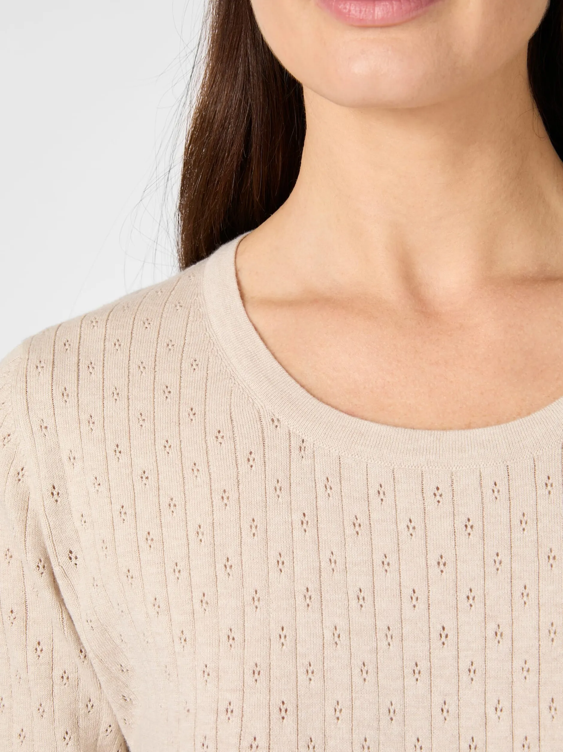 CARE BY ME Damenshirt Ajourstrick mit Seide Natur Sale